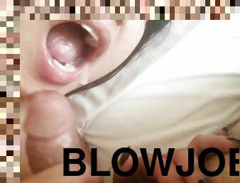 She blowjob his boyfriend until he cum in her girlfriend's mouth. Must watch!