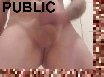 Public masturbation in works bathroom lol