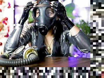 asiatisk, amatör, fetisch, latex, ensam, dominans, maskiner-mask, gummi