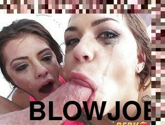 Karmen Karma And Adriana Chechik In Sloppy Blowjob And Cumswap And
