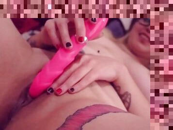Andy debuts her pink dildo  Masturbation