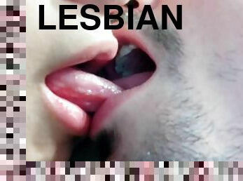 lesbiana, francés, besando, fetichista, salvaje