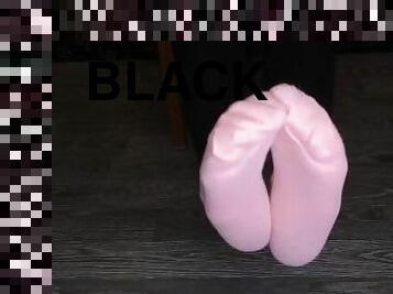 amateur, ados, black, pieds, bas, fétiche, en-nylon, orteils