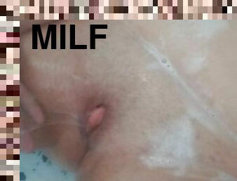 mandi, mastubasi, jenis-pornografi-milf, latina, ibu, teransang, mandi-shower