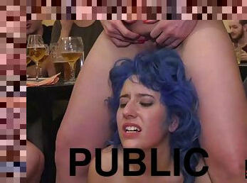 Dominated public slut sucks piss in front of pee
