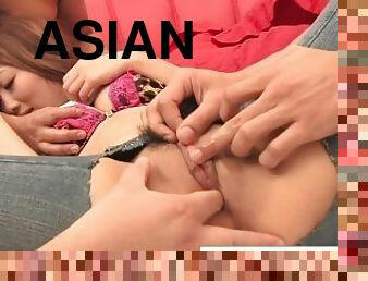 Asian Babe Loves Sucking and fucking 3 cocks