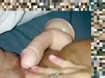 Slut wife playing with her 7inch dildo!!  Pussy play!!