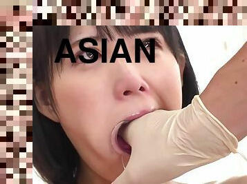 asiatisk, kvinnligt-sprut, avsugning, japansk, fingerknull, trekant, sprut, fetisch, gagging, smisk