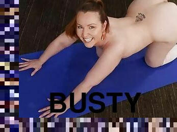 Busty MILF Violette Blakk Yoga Stretches And Masturbates