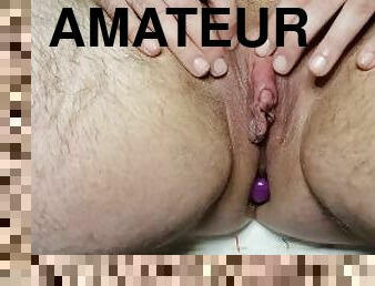 clito, énorme, masturbation, chatte-pussy, amateur, secousses, bout-a-bout, solo, humide