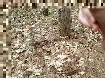 guy cums in the forest