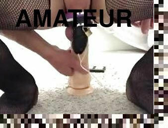 masturbation, amatör, anal, mogen, ritt, dildo, ensam