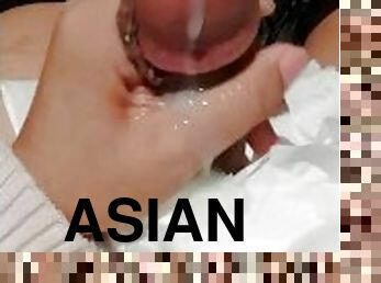 asiatisk, onani, amatør, ladyboy, cum, kåt, alene