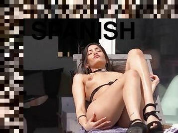 Impatient Spanish Hottie Penelope Cross Handles Two Cocks Perfectly with Her Mouth