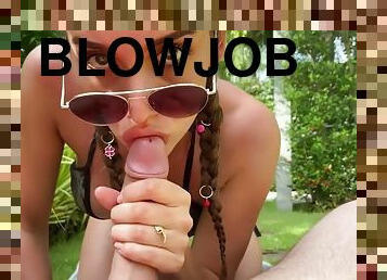 Made A Blowjob To Her Gardener. Pov Outdoor Hot