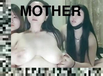 A slutty mother-in-law, her two daughters and her son-in-law have a slutty 4P affair