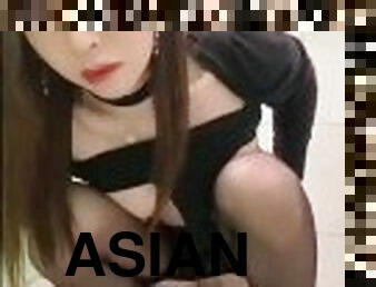 asiatisk, strømpebukse, pissing, offentlig, shemale, cumshot, tenåring, ladyboy, toalett, asiatisk-tenåring