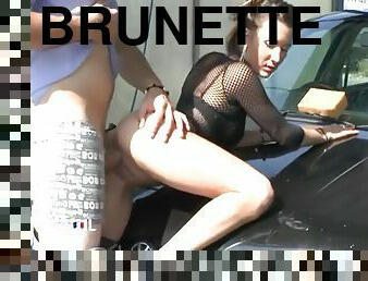 Hot Brunette Babe Fucked At Car Wash