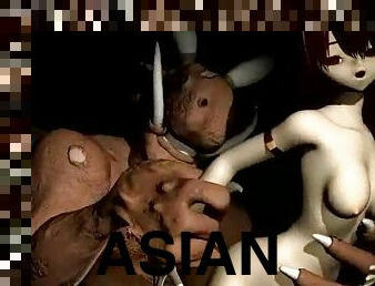 3D monster is fucking this redhead Asian