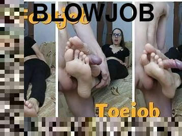 Footjob Toejob Cum on Small Toes Foot Fetish