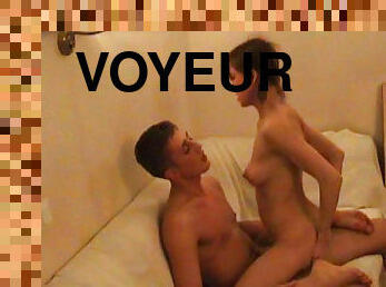 Voyeur enjoys hottie getting fucked