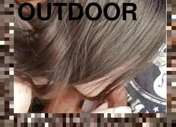 White girl sucks BBC outdoors sloppy head alert