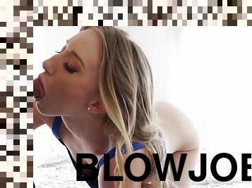 Blonde riley reyes sucking cock and licking balls