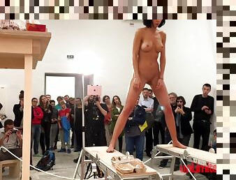 Naked Skinny Vixen In The Museum - Public Nudity