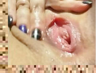 Closeup pusy play cum inside my tight juicy pussy