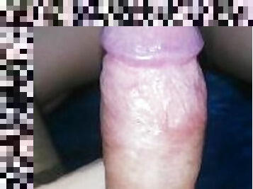 Just looking at my cock, she touches and squirts