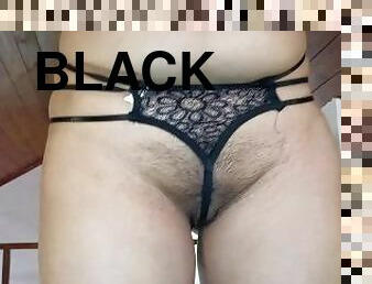 BDSM Part 2 Slave driver with sexy black lingerie real orgasm BDSM