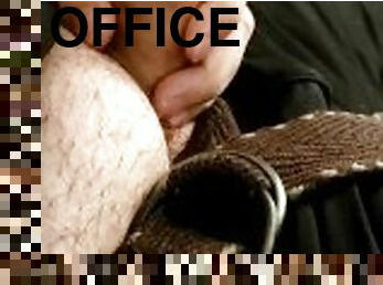 Playing with cock in office