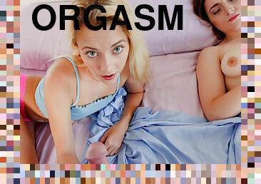 orgasm, tonåring, pov, ansiktssprut, sprut, blond, små-bröst