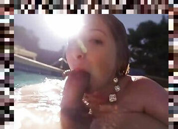 Blonde Sunny Lane Gives A Penis Pleasing BJ In Public Pool!
