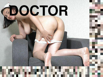 Allegra poses in her doctor uniform before playing - WeAreHairy