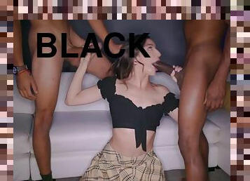 BLACKEDRAW BBC thirsty Emily Willis takes on two huge cocks