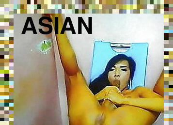 asiatisk, store-pupper, svær, shemale, blowjob, stor-pikk, ladyboy, ung-18, webkamera, alene