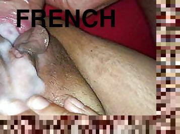 fitta-pussy, fru, hemmagjord, creampie, fransk, par, sprut