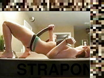 strapon, lutke, međurasno, prljavo, dildo, brinete, femdom