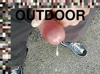 Piss and Cum outdoor in a public park