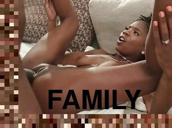 FamilyXXX - Teen Ebony Step Daughter Hazel Grace Fucks Daddy's Big Cock