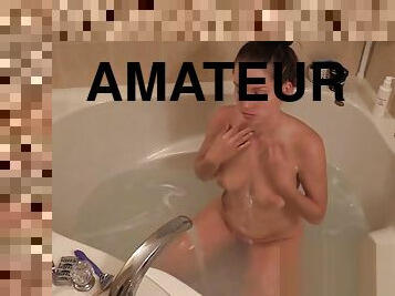 Shaving my armpits legs and pussy in the bathtub while YOU watch...