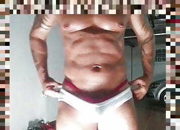 papá, masturbación, chorro-de-corrida, polla-enorme, gay, pajeándose, bragas, webcam, papi, musculada