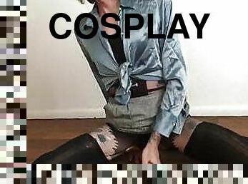 Sexy ladyboy In cosplay masturbates with her dildo