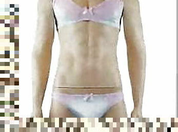 Mens Isabel Bra Top and Bikini Brief Male Lingerie Light Pin