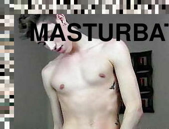 masturbation, gigantisk-kuk, gay, sprut, kåt, twink, tatuering, kuk