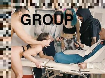 blond bondage group orgy