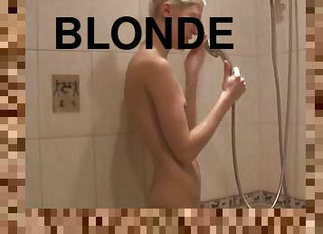 Blonde washes off the lipstick