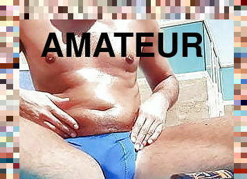 masturbation, utomhus, amatör, gigantisk-kuk, gay, pool