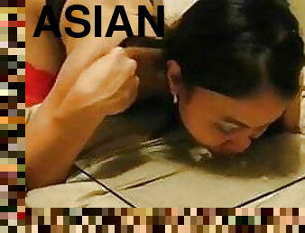 asiatisk, kone, milf, svelging, cum, sperm, filipinsk, suging